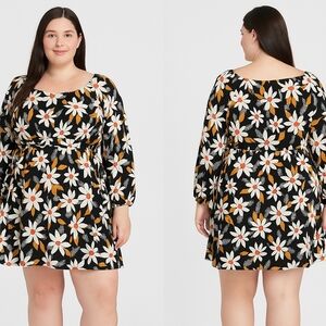 Forever 21 Angie Size 1x Black Floral Mini Dress NEW